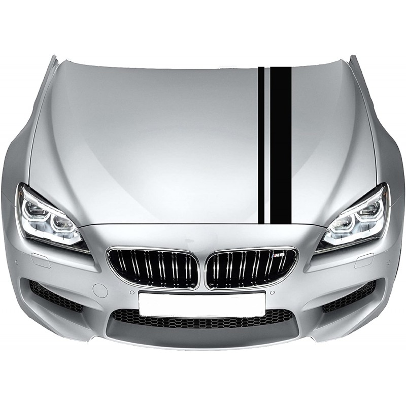 Bonnet Racing Stripes Cars Stickers Decal Size 120x15.5 Cm (BLACK